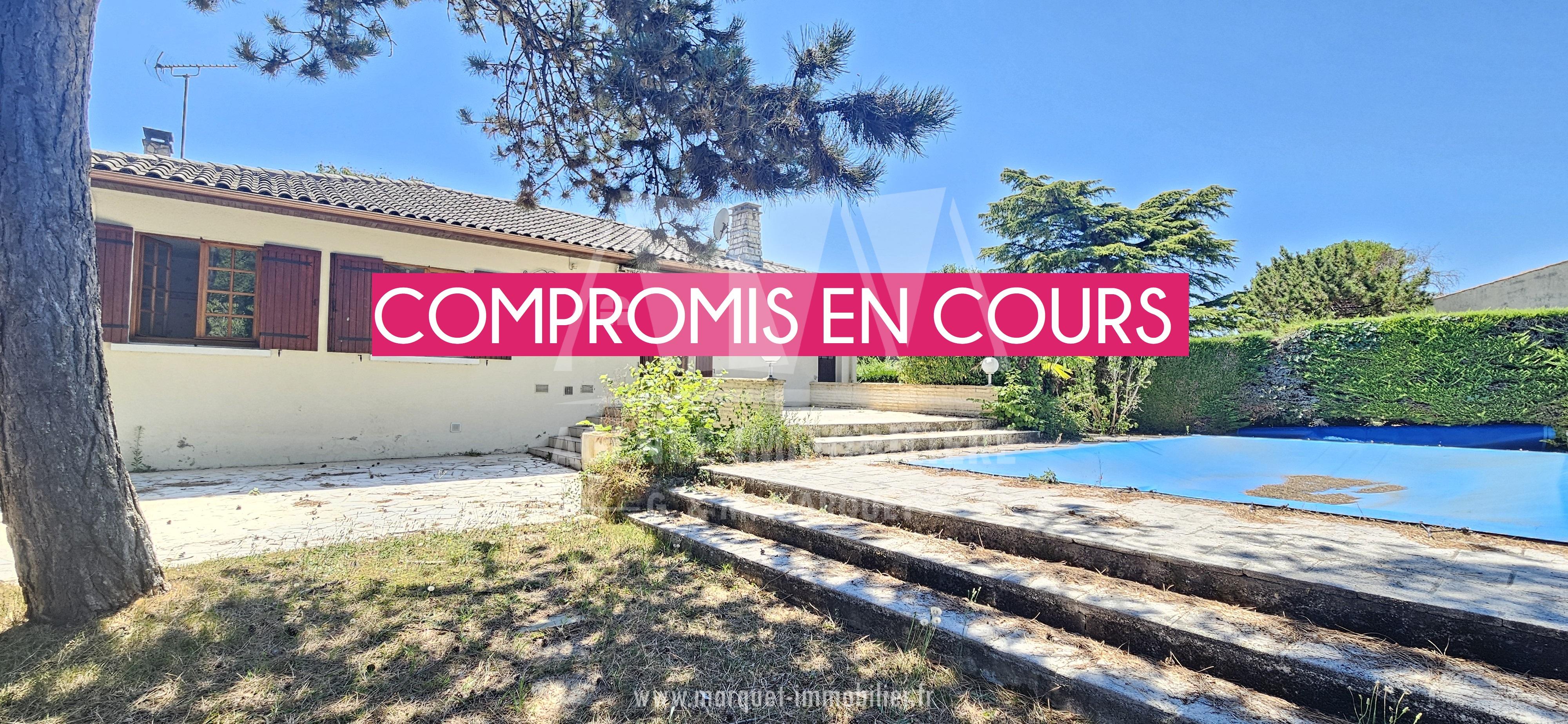 EXCLUSIVITÉ - PUYMOYEN - MAISON DE PLAIN-PIED DE 94 m² + GARAGE 26 m² indép , GARAGE, PISCINE, TERRAIN DE 1200 m²